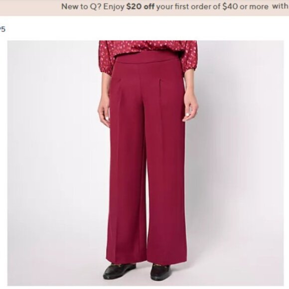 Isaac Mizrahi Live! Tall Timless Twill Wide Leg Pants Sangria Tall 2X A609901 - Picture 2 of 2